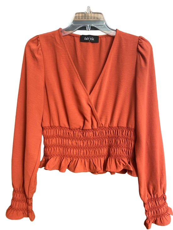 fab'rik Tops - fab'rik Rust Orange Smocked Waist V-Neck Long Sleeve Top